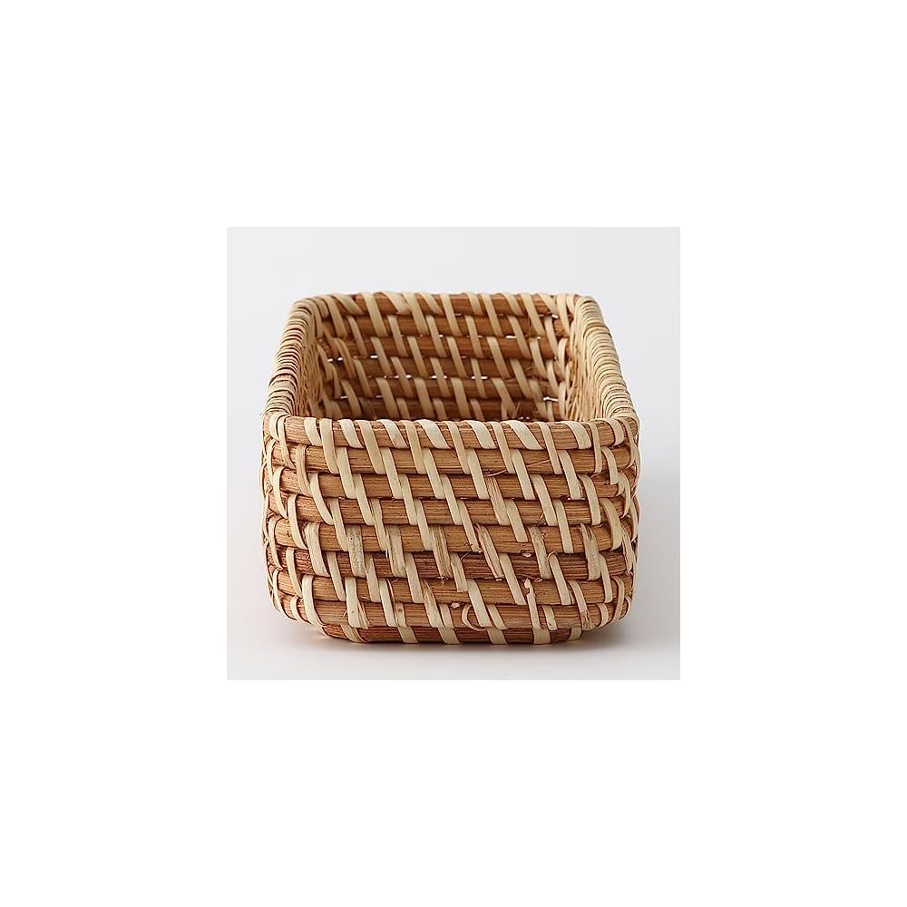 MUJI Stackable Rattan Rectangular Box, Half Size, Shallow, 26cm (W) X 9cm (D) X 6cm (H), 37525702