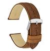 WOCCI Genuine Leather Watch Calf Replacement Buckle Band, 20mm, Leather, Strap, Brown/Silver