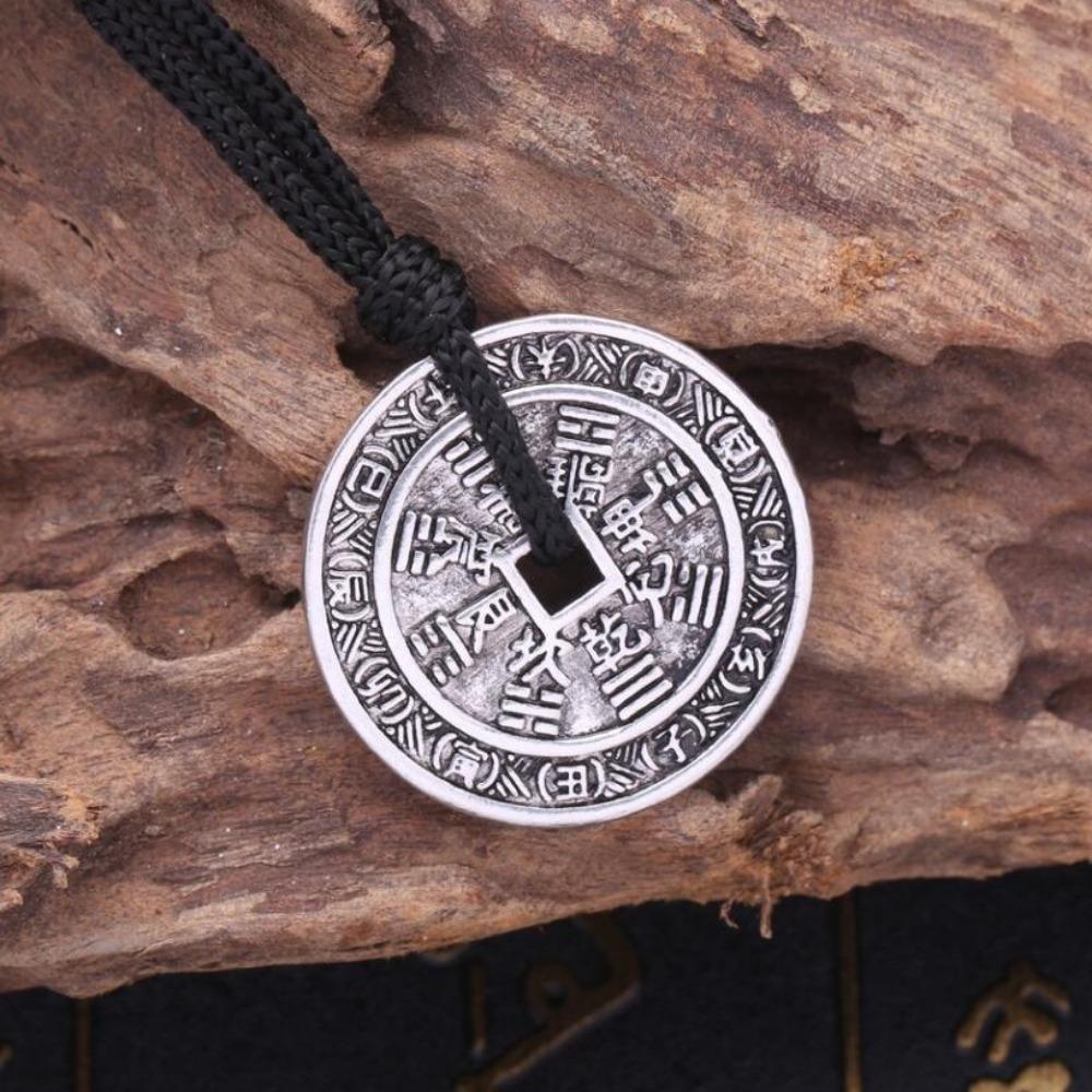 New Hip Hop New Necklace Pendant Trendy Men's Scripture Round Copper Coin Rope Tide Cross