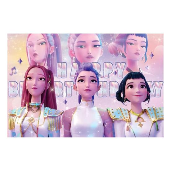 

Фоновая ткань Демон Фильм Охотники С Днем Рождения Баннер Задник Подвесная ткань Украшение Детские товары для вечеринки C