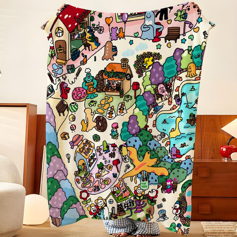 Art S-soupsoup Throw Flannel Throw Blanket, Lightweight Cozy, Durable Washable Cute Cool