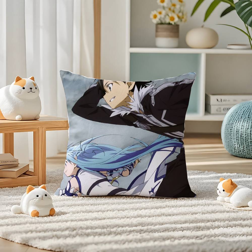 Sword Art Online Ultimate Collection Anime Plush Pillow Cover Soft Short Plush Cushion Cover For Sofa Bedroom Home Decor Gift