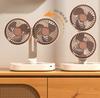 Dual-Head USB Mini Oscillating Desktop Fan with Digital Display for Home and Office