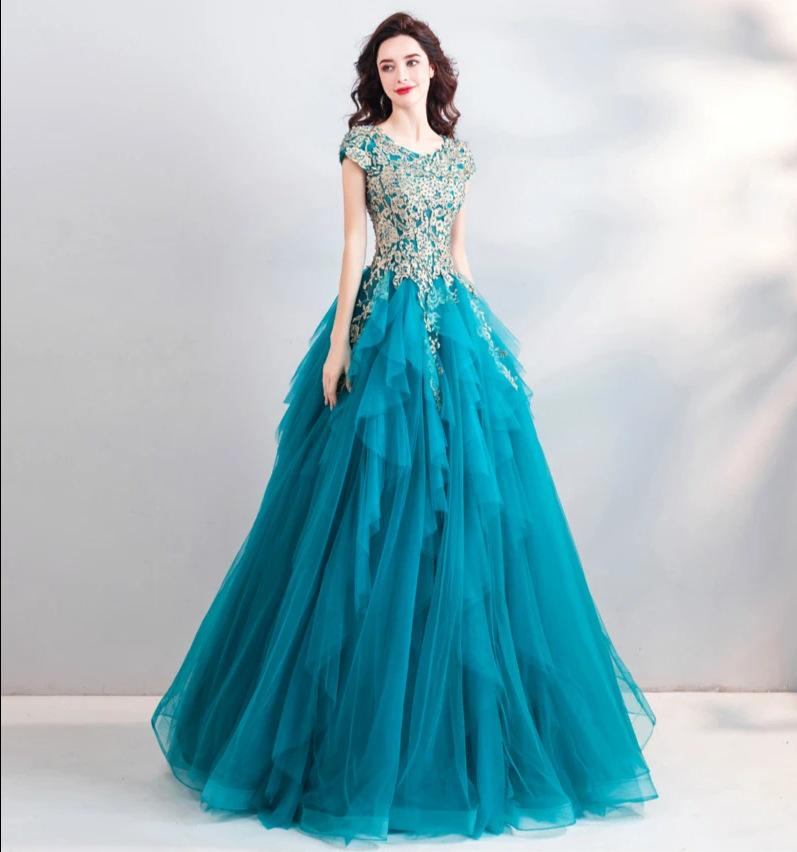 Evening Dress 1011 New Peacock Blue