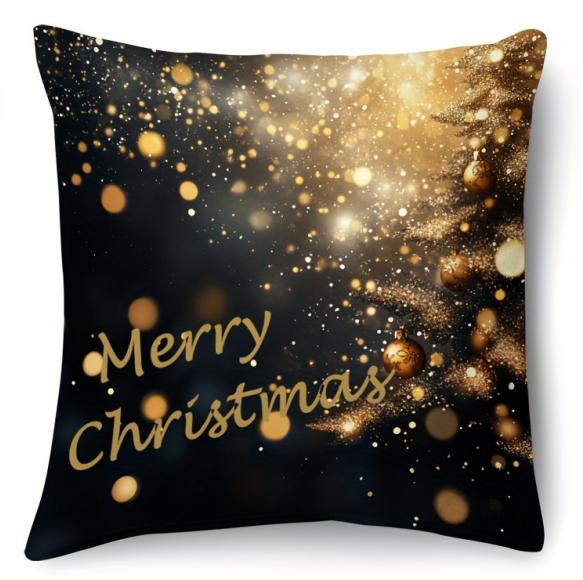 1pc Black Golden Christmas Cushion Cover Snowman Durable Cover 2025 New for Home Ornament Xmas New Year Christmas Decoration