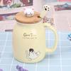 Cupa de Ceai Kawaii Pisică Drăguță Cană de Cafea Ceramică cu Capac Pisicuță și Linguriță Cadouri Inovatoare în Stil Japonez pentru Femei Cadouri pentru Iubitorii de Pisici 16oz