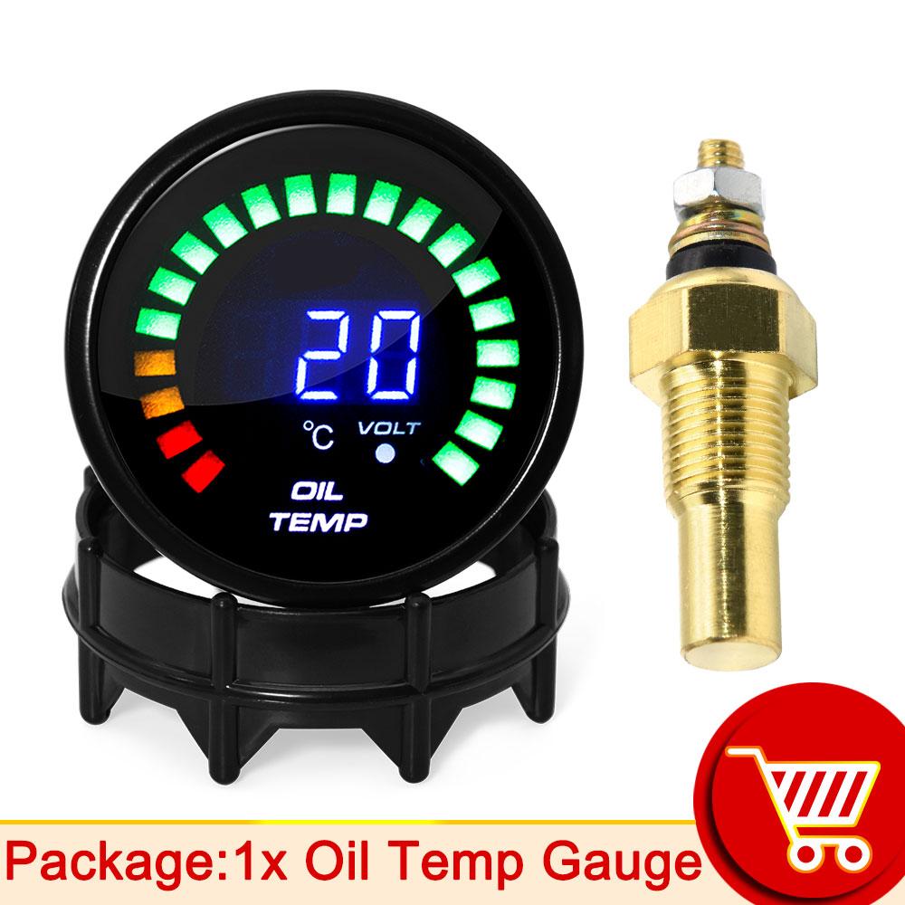 

AD Black 52mm Digital LED Car Oil Temp Gauge 20-150 Celsius Oil Temperature Gauge with Moto Temperature Sensor 1/8NPT Car Meter