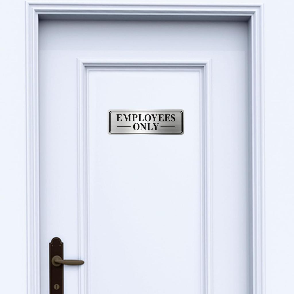 2pcs Metal Stainless Steel Employees Only Sign for Door,With Self Adhesive,9x3in(Employees Only2pcs)