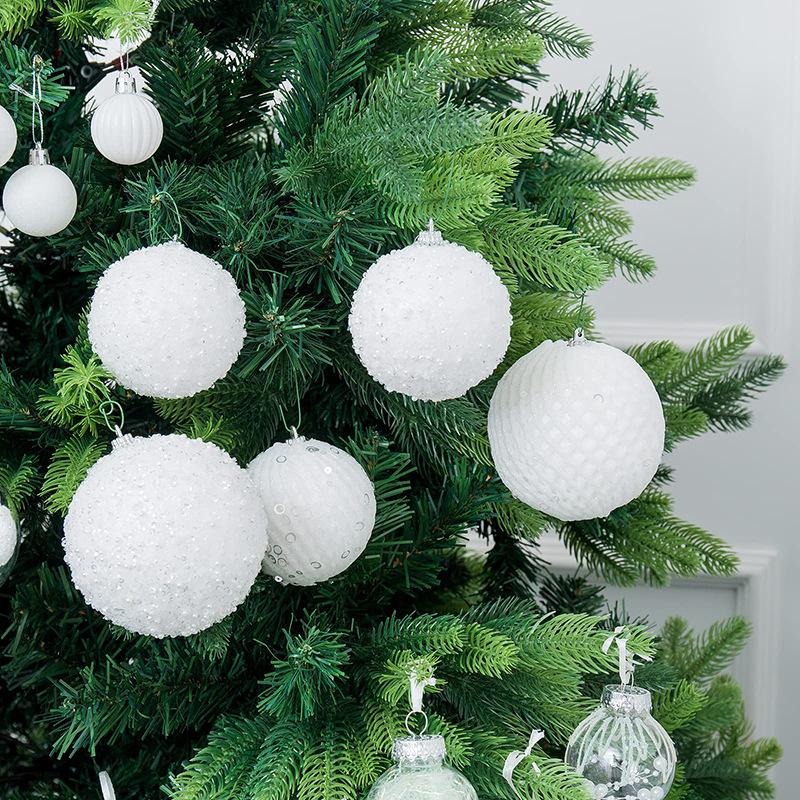 12Pcs 8cm Christmas Tree Balls Ornament Big Glitter White Red Xmas Tree Hanging Pendant Decoration For Home 2025 New Year Gift