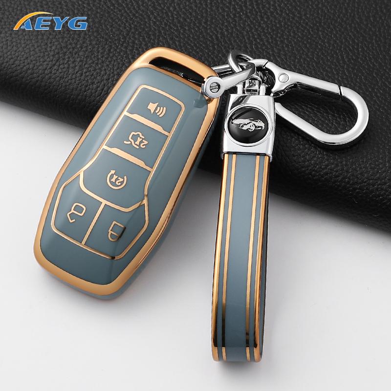 Tpu Car Key Cover Case Shell Fob For Ford Fusion F-150 Edge Explorer Mustang Lincoln Mkz Mkc Platinum  F150 Lariat 5 Buttons
