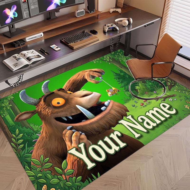 Tappeto in Cristallo Velluto con Testo Nome Personalizzato, Il Gruffalo Morbido Peluche Decorativo Antiscivolo Tappeto per Pavimento
