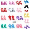 83items/set Dolls Accessories = 18 Pairs Shoes & 10 Fashion Dress For Barbie Doll Outfits Clothes Necklace Earring Stand Bag Toy