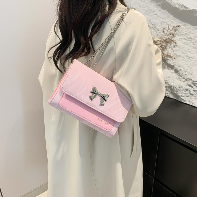 Elegant Fashion Bag Women's Autumn Fashion Chain Shoulder Messenger Bag Versatile Bow Small Square Bag