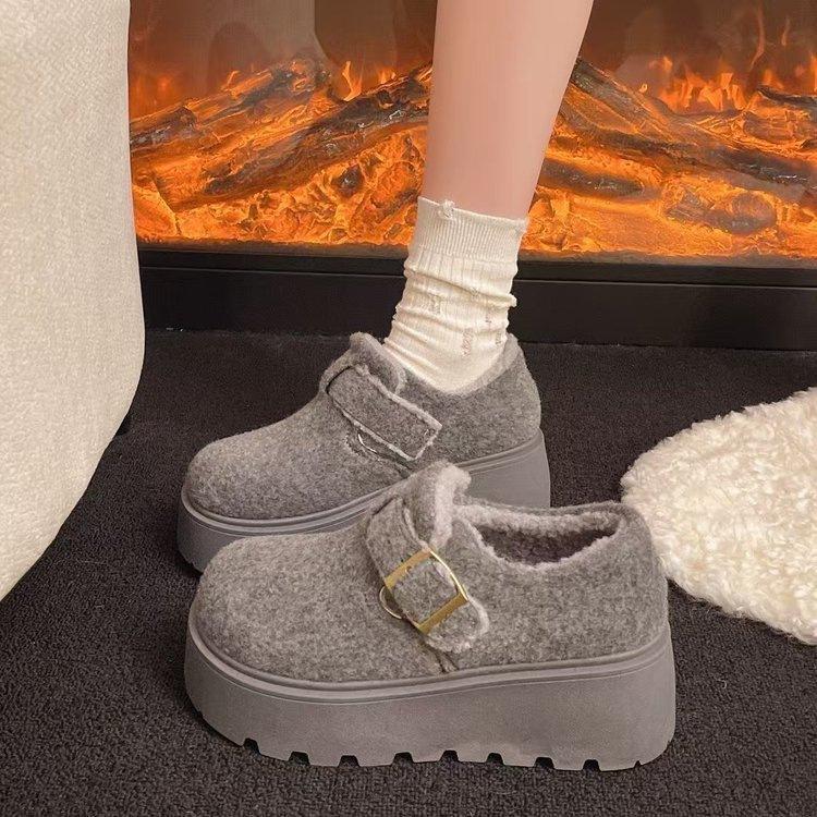 

Шерстяные маленькие мужские высокие платформенные Birkenstocks новые ранневесенние туфли-мокасины 35 серый