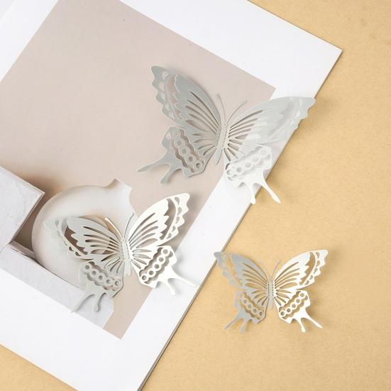 12 Pcs Butterfly Wall Decor 3D Hollow Butterflies Sticker for Birthday Cake Cupcake Toppers Removable DIY Mural Art for Room Office Bedroom