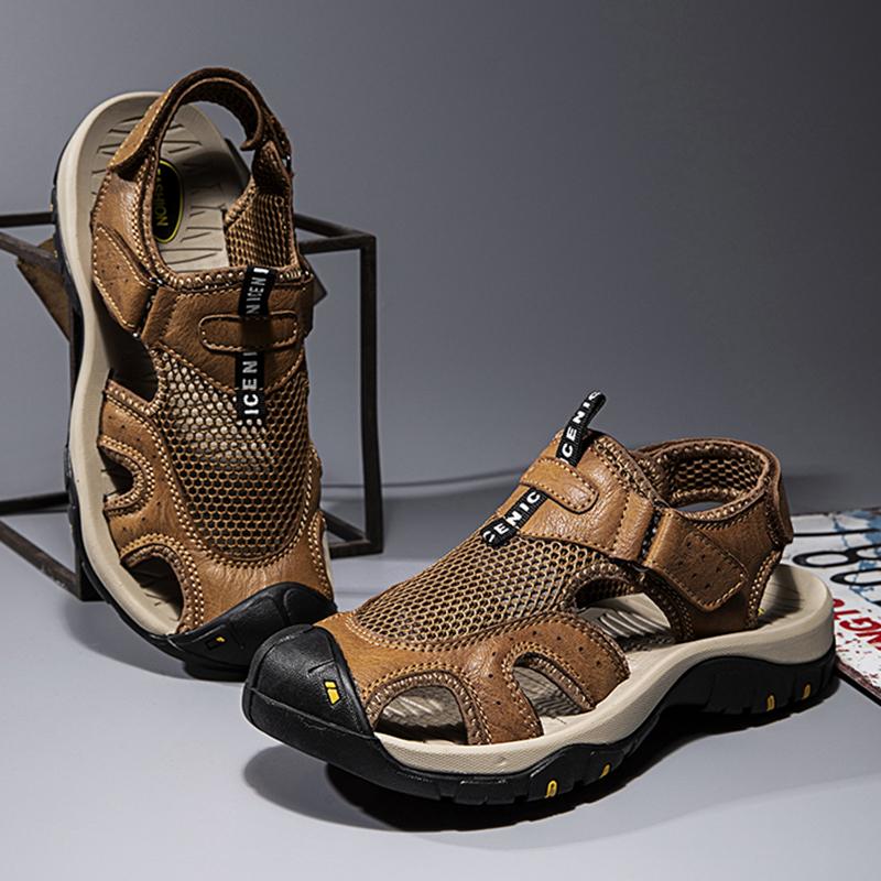Fashion Genuine Leather Men Shoes Summer New Large Size Men's Sandals Men Sandals Fashion Sandals Slippers Big Size 38-48
