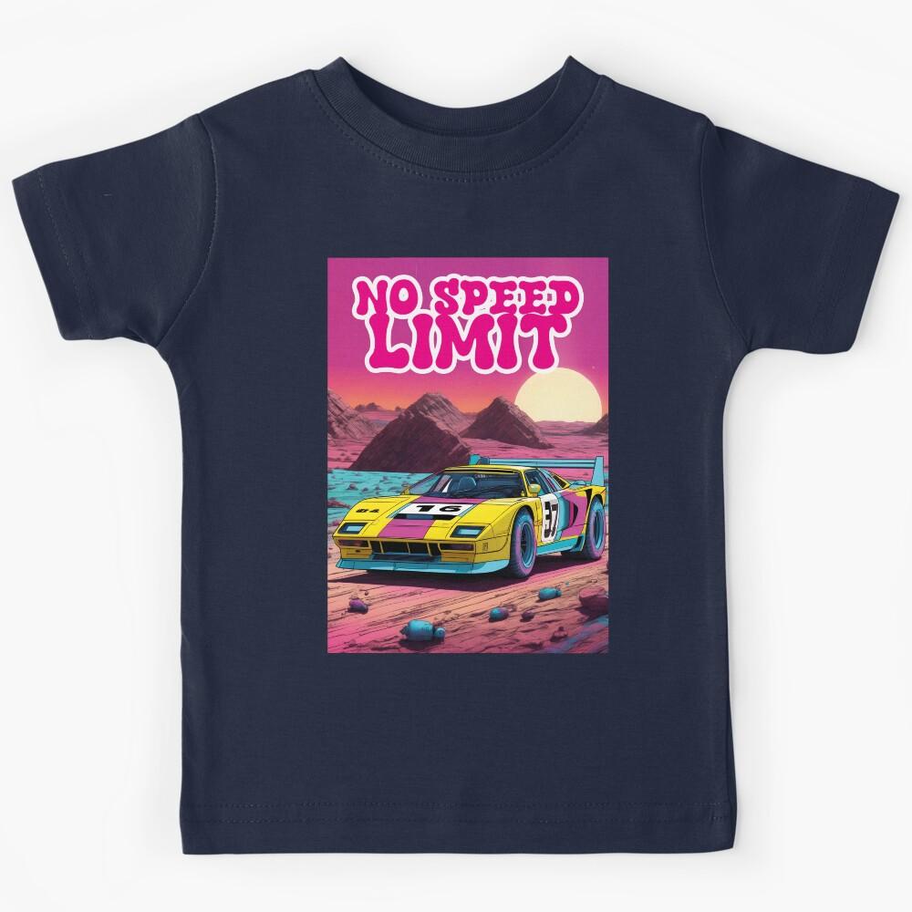 retro racing car, motorsport, 80s, turbo, speed Kids T-Shirt 160