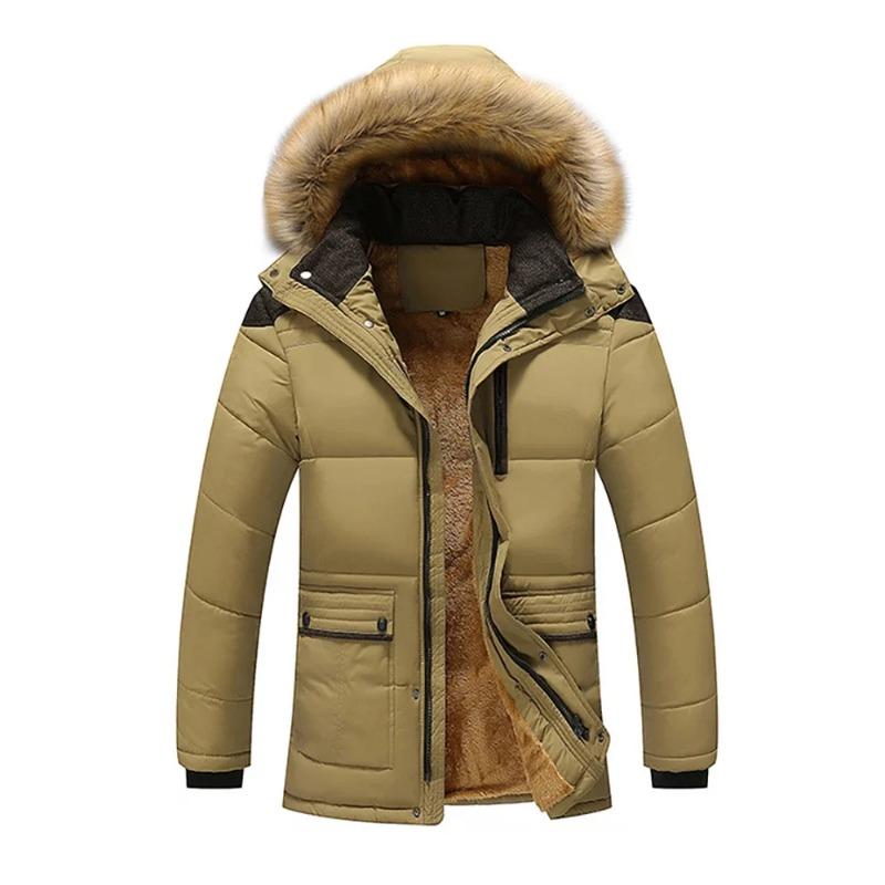 Coat Windproof Male Parkas Plus Size Fur Collar Hooded Men Thick Winter Jacket New Fashion Warm Wool Liner Man Jacket