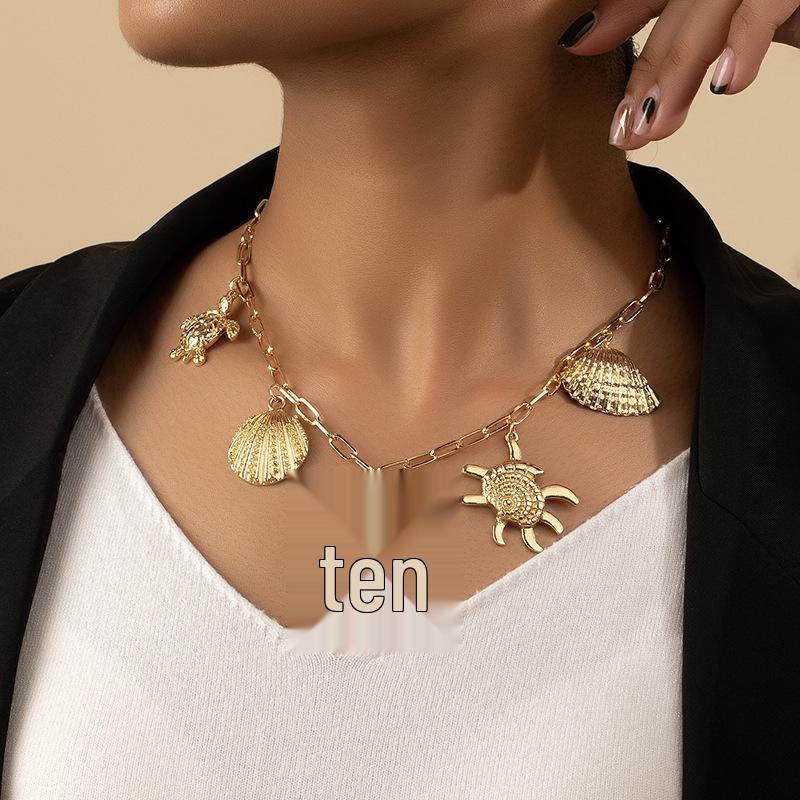 Seestern Anhänger Halskette: Trendige europäische & amerikanische Cold Style Schlüsselbeinkette für Damen