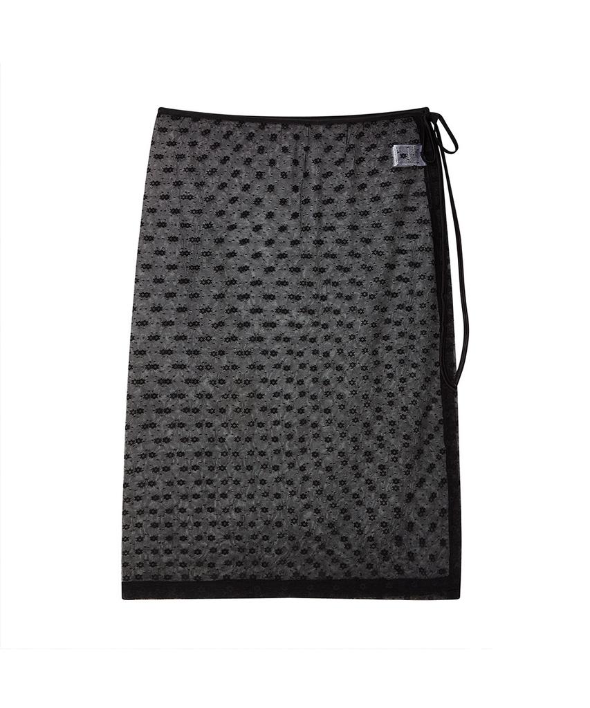 THE GREEN LAB Lace Layered Wrap Skirt [Black]