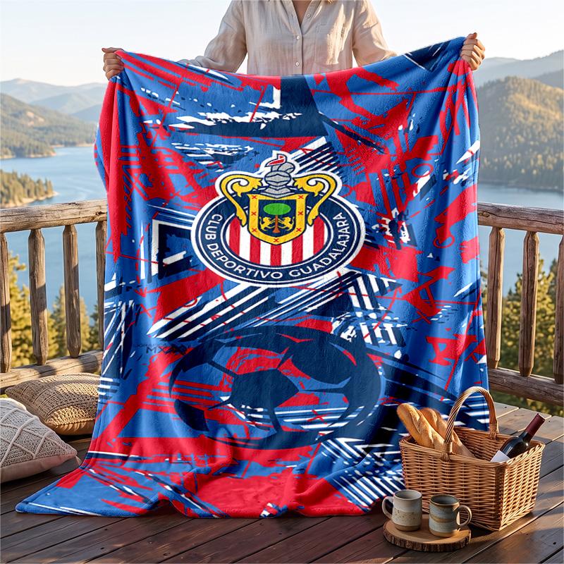 Warm Flannel Blanket Chivas Pattern, Lightweight Comfortable Throw Blanket for Bed Sofa Use