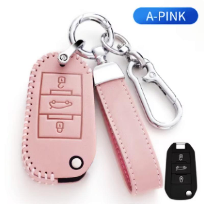 Leather Car Flip Key Case Cover Shell For Peugeot 208 308 408 508 2008 3008 4008 5008 For Citroen C3 C4 Cactus C6 C8 Accessories
