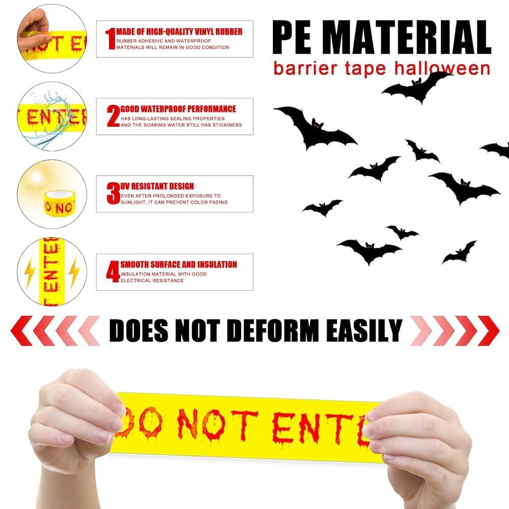 1 Pack Halloween Decoration Hazard Warning Tape, Yellow Horror Warning Tape Roll Roadblock Safety DIY Decoration, 4.8cm 25m