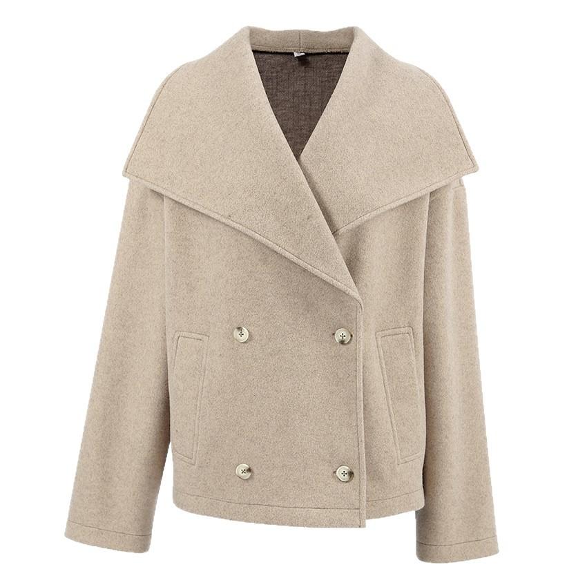 Women's Oversized Wool Coat Elegant Short Jacket Double Breasted Winter Casual Outerwear