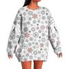 Ladies' Christmas Printed Bow Round Neck Long Sleeved Loose Pullover Sweater Sweatshirt Top