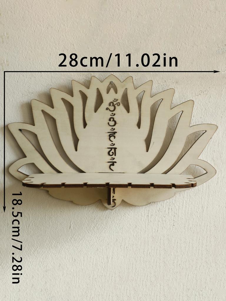 Lotus Ccrystal Shelf Display Black Wooden Wall Shelves Boho Floating Wall Shelf for Bedrooms Offices Living Room Aesthetic Gift