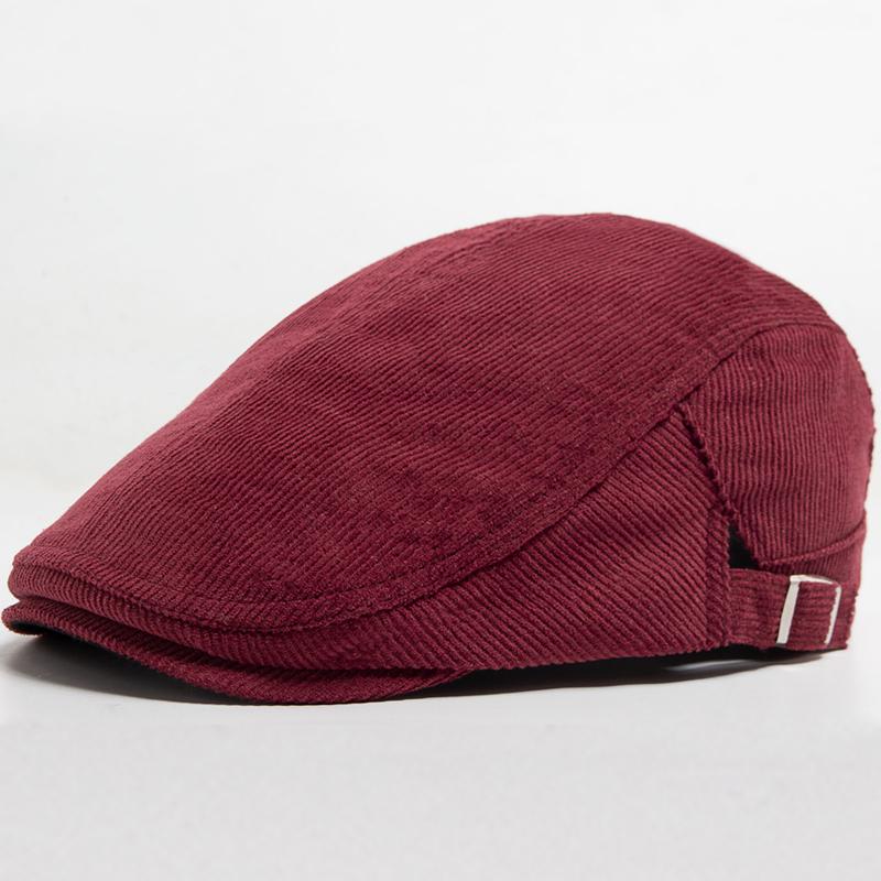 Men Fashion Corduroy Beret Spring Autumn Thick Warm Women's Flat Hat Vintage Casual Newsboy Cap Unisex Fashion Front Back Wear