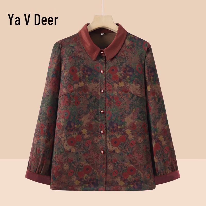 Yaloo Women s Loose-Fit Floral Long-Sleeve Shirt (Spring/Autumn) XL