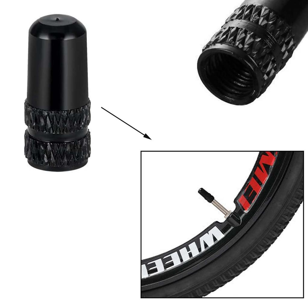 HUIKKJP Bicycle Tire Caps Black Alloy Tire Valves Set of 4 French Style Tire