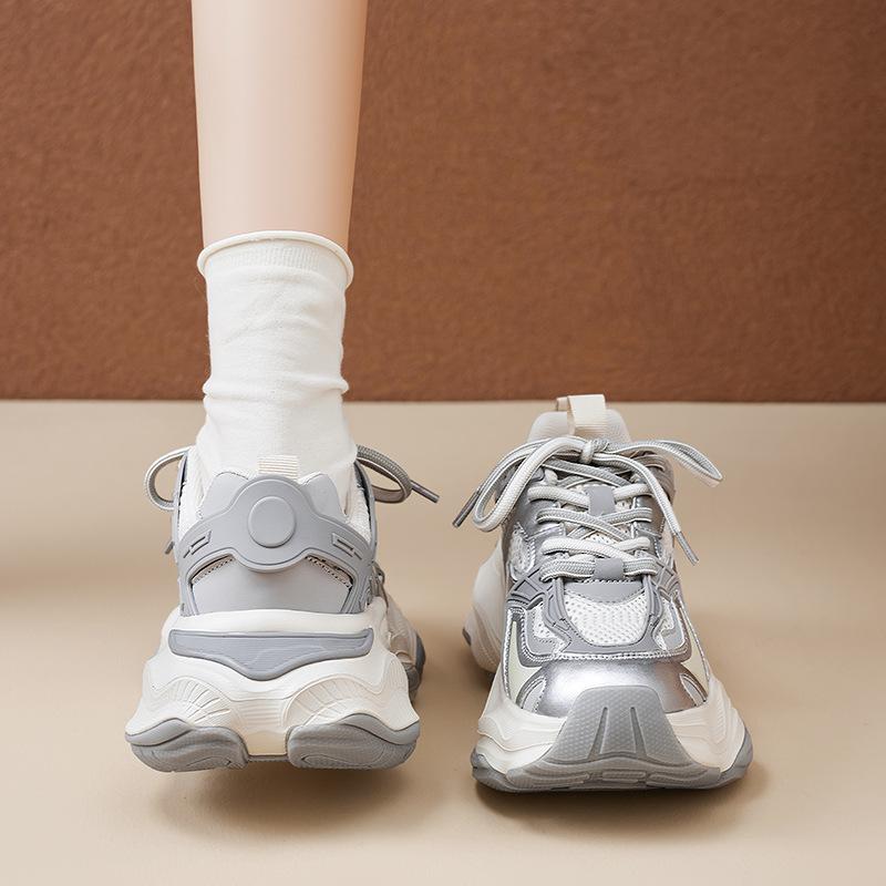 Silver dad shoes new autumn mesh sneakers thick-soled high casual running shoes
