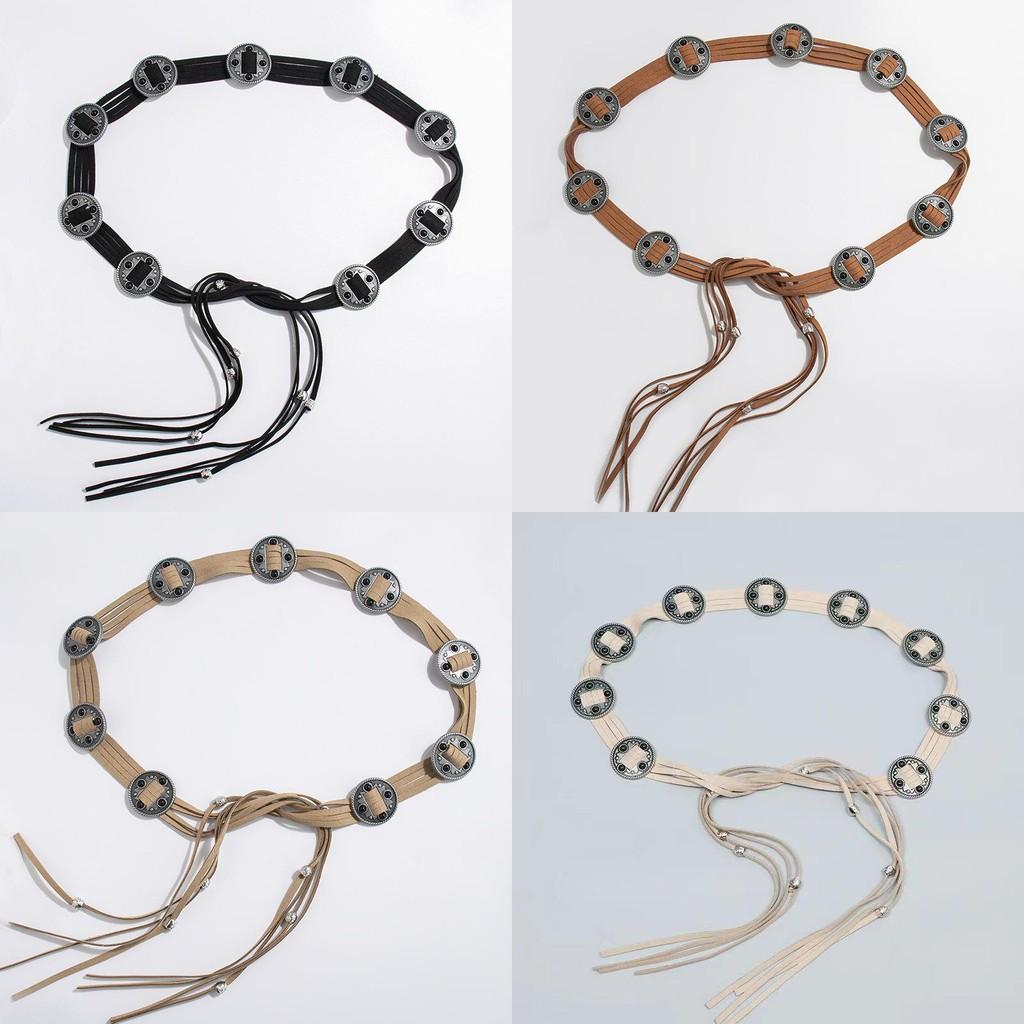 Western Style Faux Leather Belt With Auto Buckle And Geometric Embellishments For Women