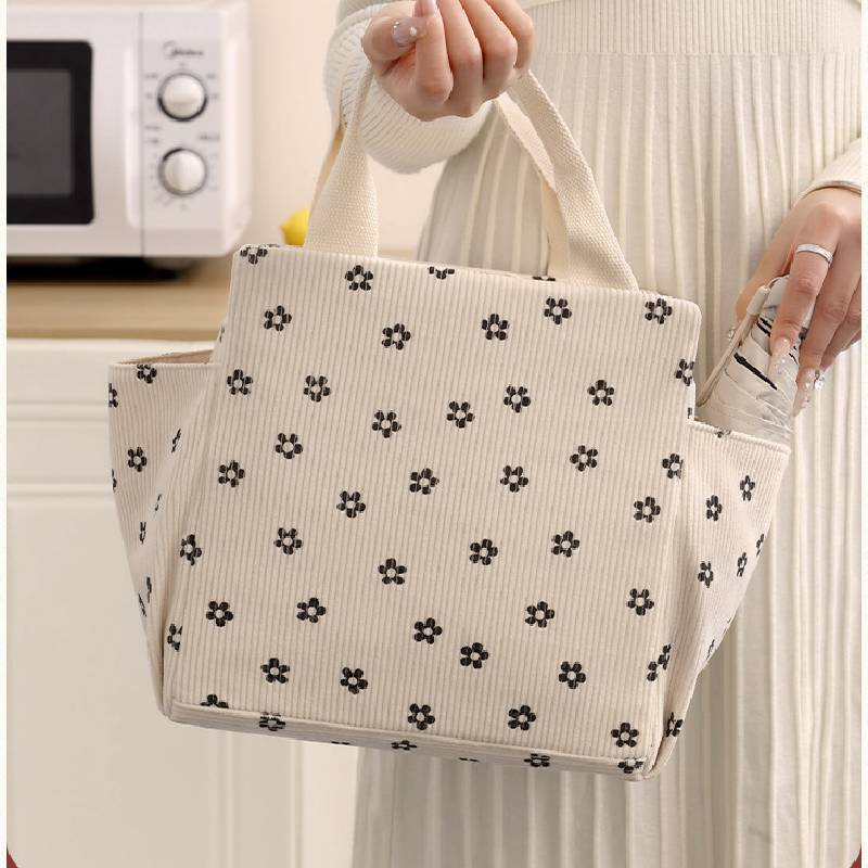 Lunch Bag Insulated Tote With Waterresistant Corduroy For Office And School Use