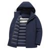 Men's Winter Coat Hooded Thick Cotton Jacket Korean Style Loose Fit Medium Long Down Alternative Jacket for Middle Aged & Elderly