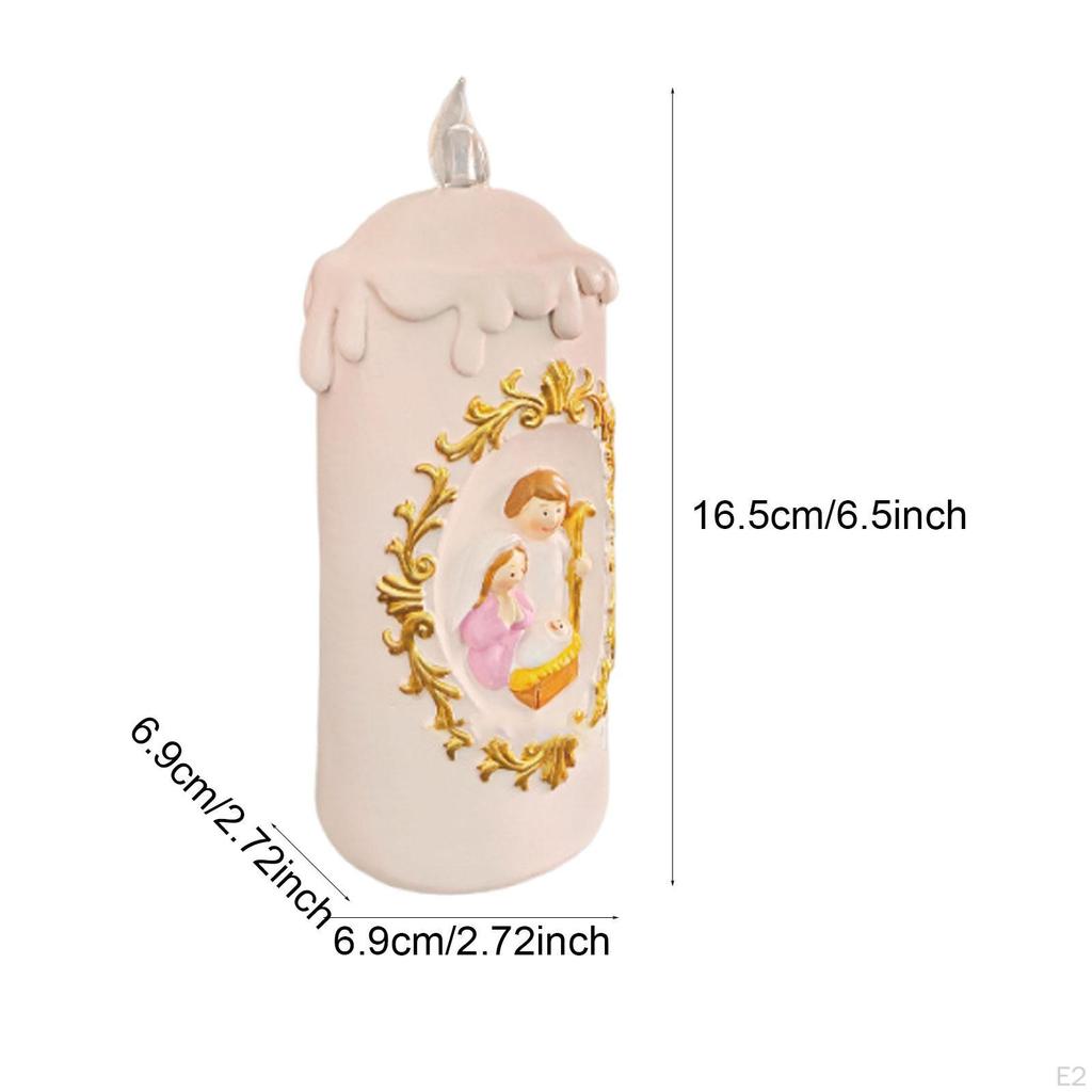 Nativity Scene Indoor, Flameless Candle, Crafts Tealight Romantic Light Up with for Home
