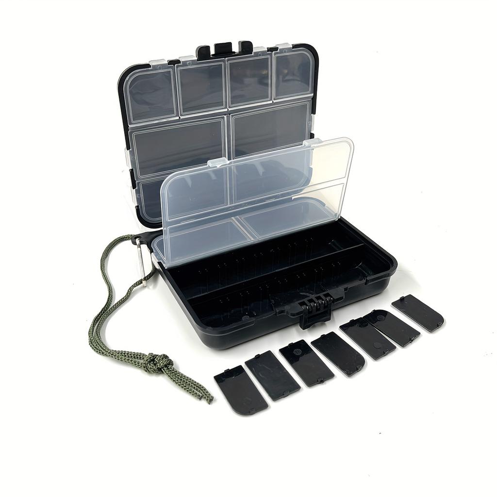 Portable Hanging Rope Fishing Parts Storage Box, Multi-Compartment Classified Organizer for Fishing Gear & Accessories