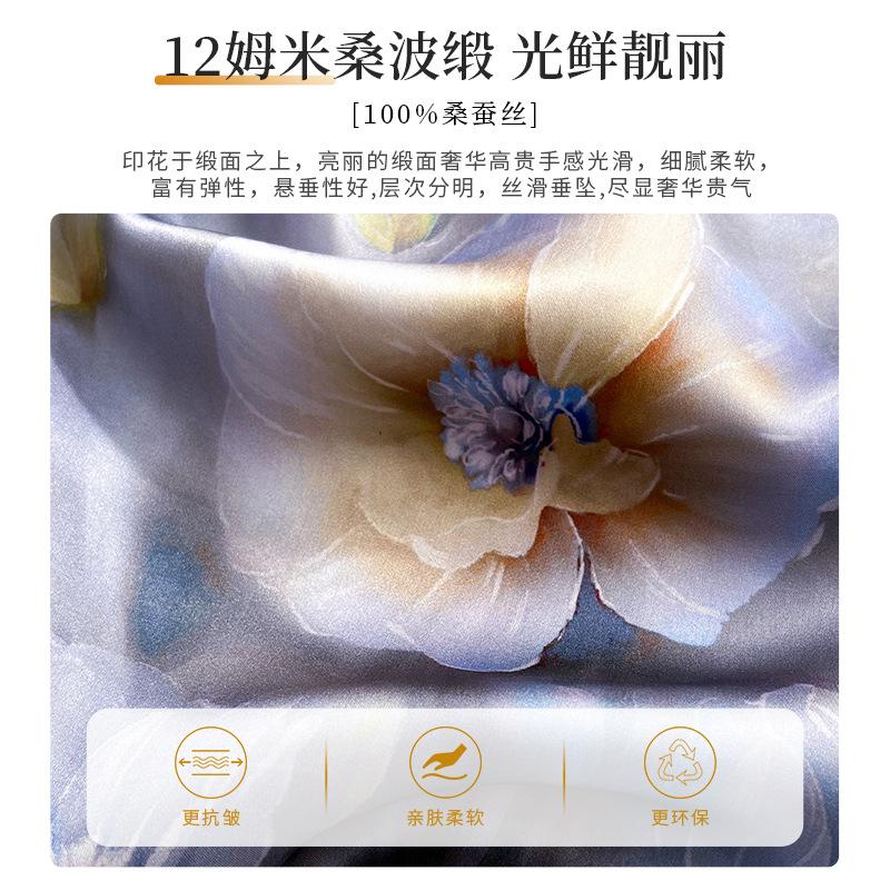 100% Natural Silk Scarf Women Square Floral Print Neck Shawls Wraps for Ladies Foulard Scarves Pashmina Female Hijab Bandana