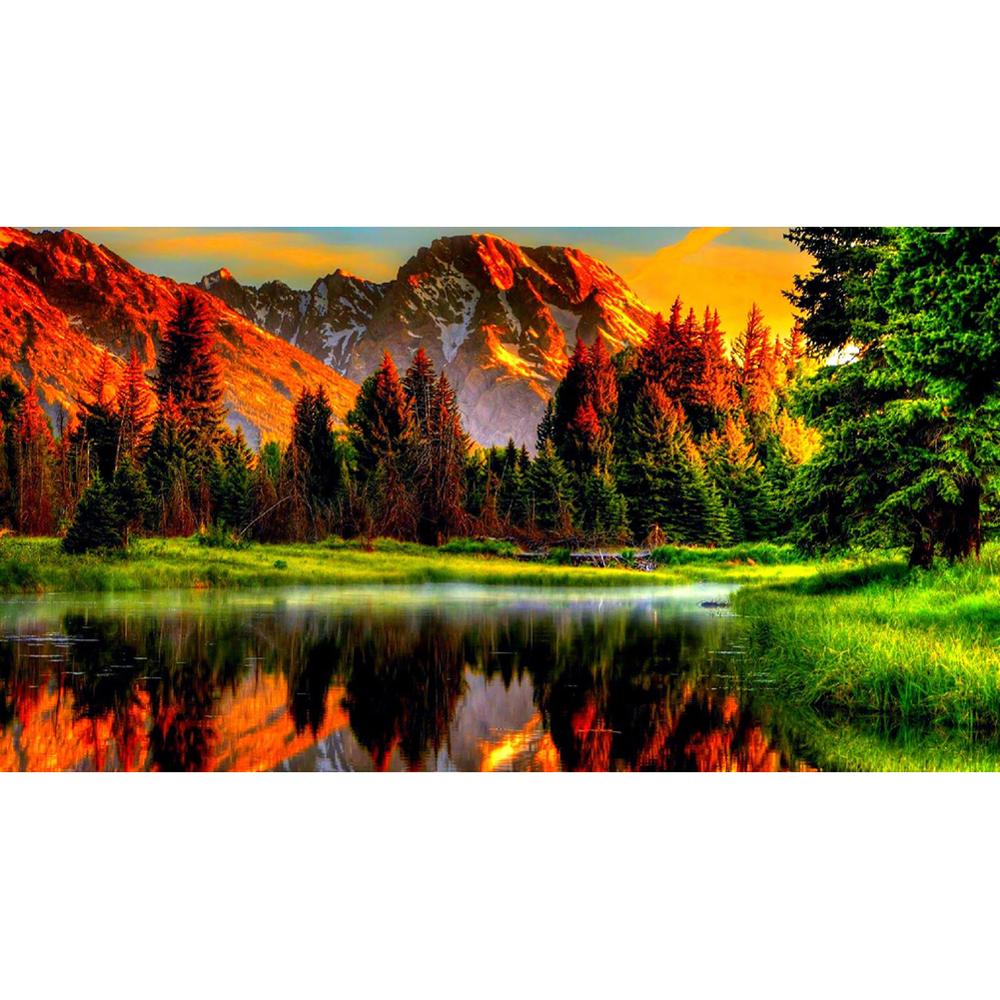 5D Diamond Painting Sunset Landscape Diy Round Water Diamond Embroidery Beach Mosaic Pattern Complete Design Home Decoration