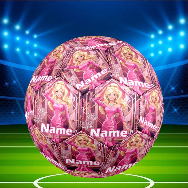 Custom Name Personalized Barbie Print Size 5 Soccer Ball Training & Match Football, for Team, Kicking, Gift for Football Enthusiasts