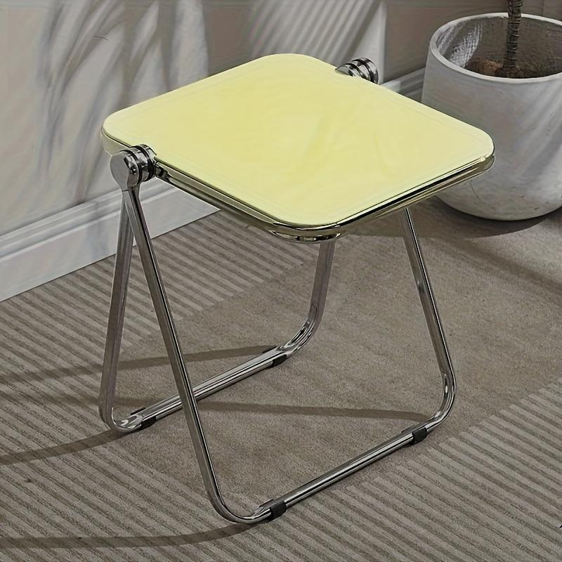 Acrylic Folding Side Table with Metal Frame, Sofa Bedside Laptop Table, Space Saving Small Coffee Table for Living Room Balcony
