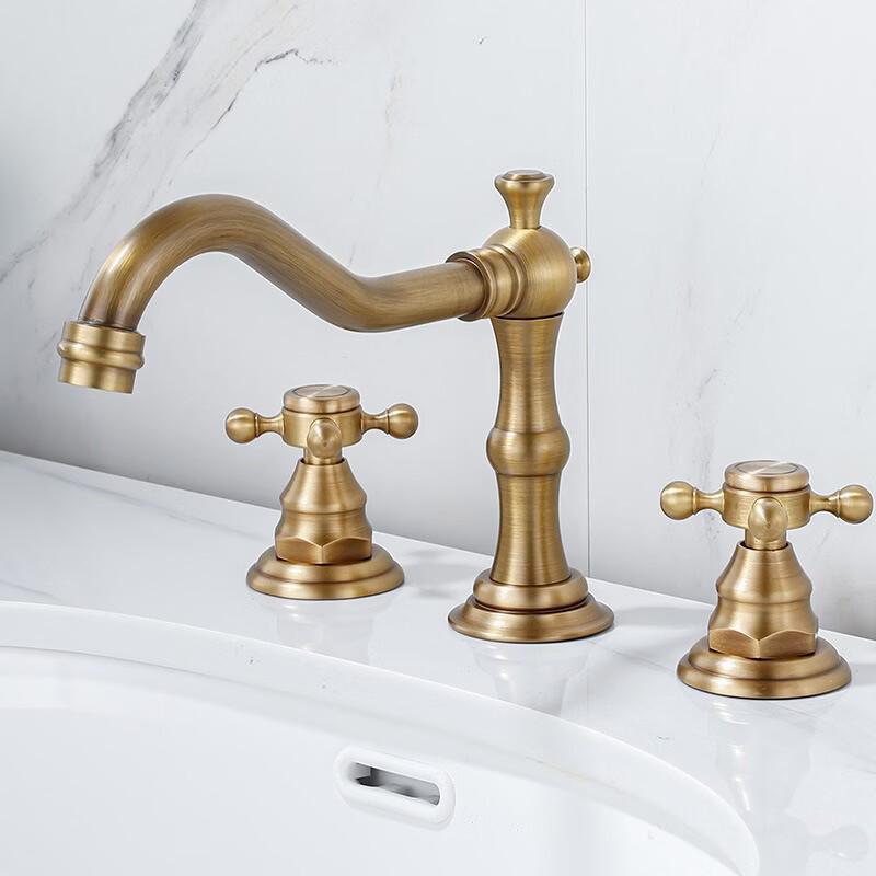 TLXT Antique Three-Piece Basin Faucet Set