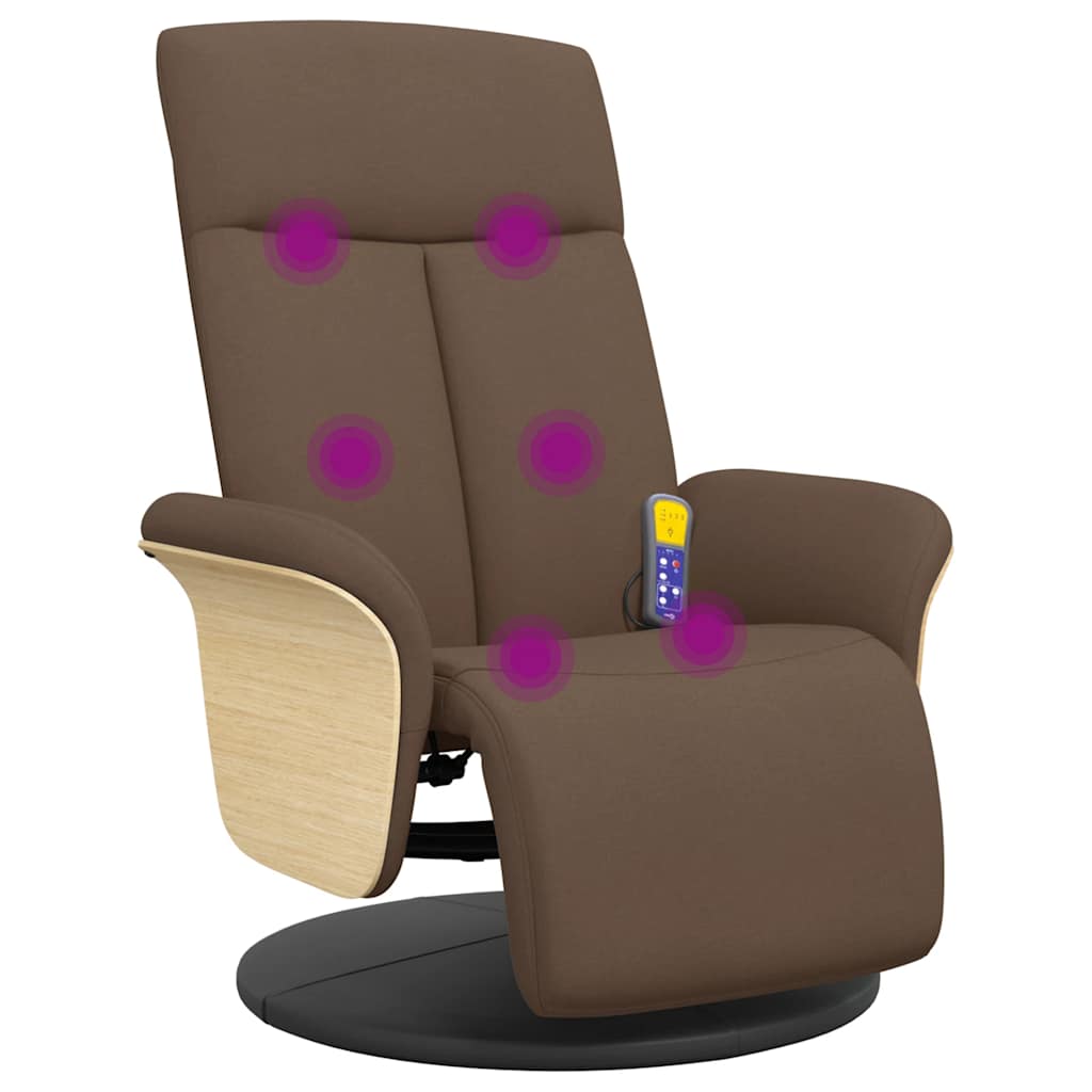 Massage Chair with Footrest Brown Fabric