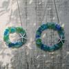 Sea Glass Wreath Handmade Coastal Style Christmas Ornament for Front Door Window Kitchen Cabinet Chair Wall Home Decor