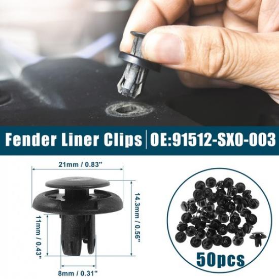 50 Pc Fender Liner Clips Replacement for Honda Accord No91504-SF4-003 Black