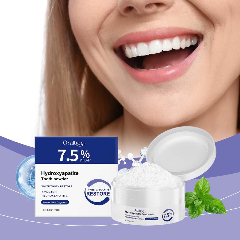7,5% Polvere di Idrossiapatite Nano Per Sbiancamento Dentale Pulizia Profonda Polvere per la Cura Smalto Sicuro Pastiglie Dentifricie Per la Cura dei Denti