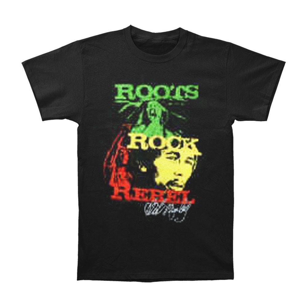 Men s Bob Marley Roots, Rock, Rebel T-shirt Small Black 2XL