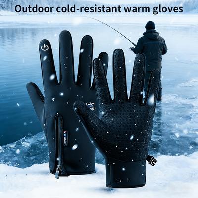 Gants de pêche à doigts complets Imperméables Gants de pêche à écran tactile pour hommes Femmes Gants thermiques d'hiver pour la pêche et les sports de plein air